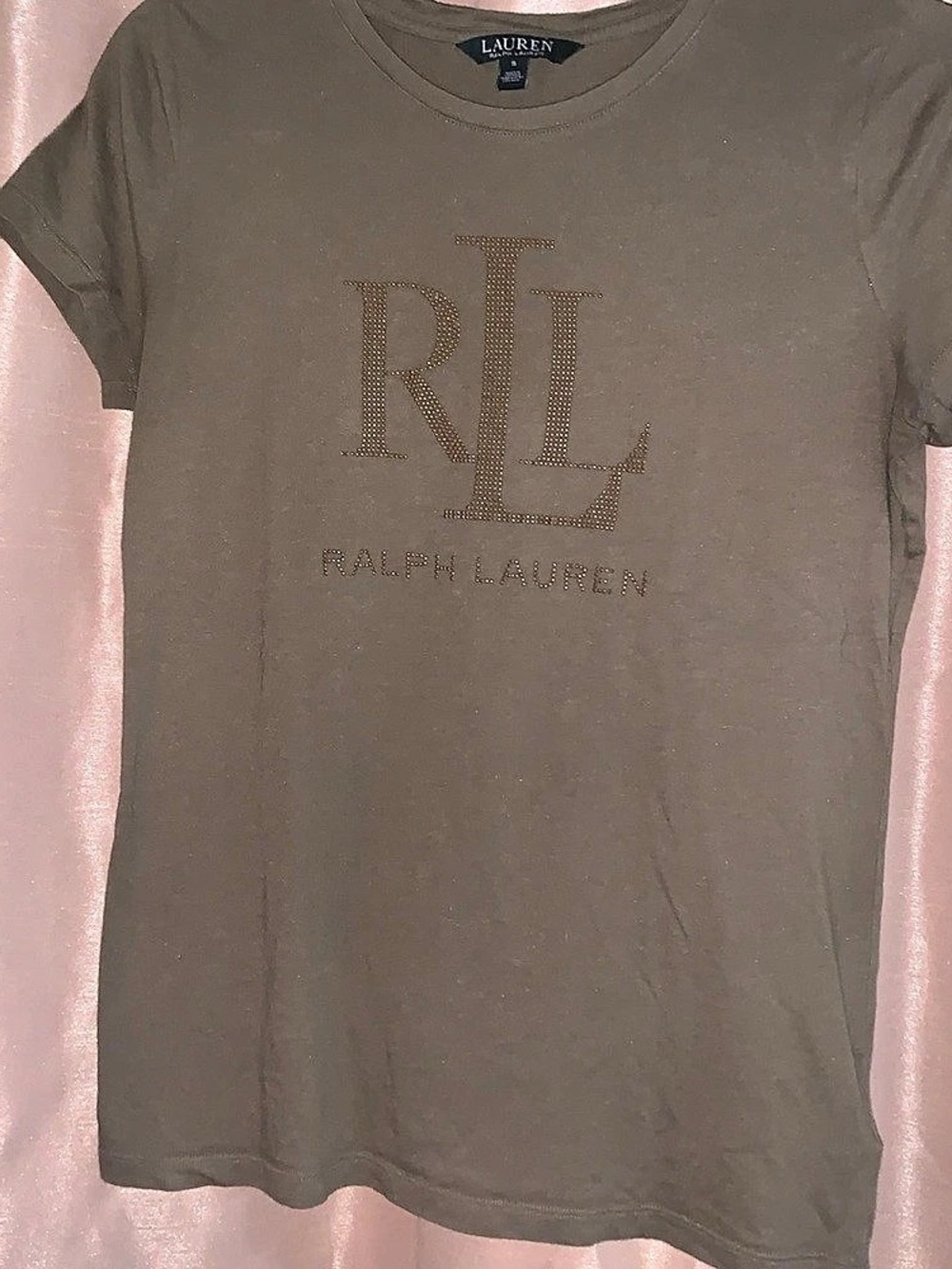 Lauren Ralph Lauren Studded LRL Logo Cotton-Blend Tee Short Sleeve Tee Small
